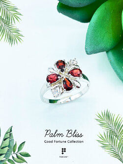 Palm Bliss: Sunday แหวนพลอยแท้ เสริมดวงความสุข ความสำเร็จ สำหรับสาววันอาทิตย์ เงินแท้ 925 ชุบทองขาว