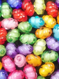 ลูกปัดอะครีลิค ทรงรูปไข่ คละสี 8 ม.ม. / 50 เม็ด (นอก)