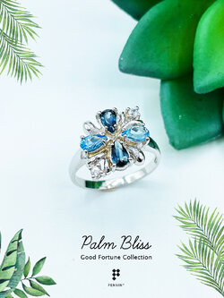 Palm Bliss: Friday แหวนพลอยแท้ เสริมดวงความสุข ความสำเร็จ สำหรับสาววันศุกร์ เงินแท้ 925 ชุบทองขาว