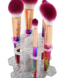 ชุดที่ตั้งแปรงแต่งหน้า (สีเงิน)