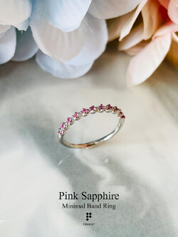 แหวนแถวสไตล์มินิมอล แซฟไฟร์สีชมพู (Pink Sapphire) สีหวาน น่ารัก