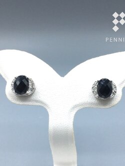 ต่างหูนิลไข่9x7mmปีกCZ