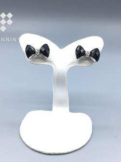 ต่างหูโบว์นิลคั่นเพชรCZ