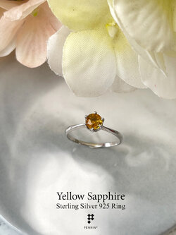 แหวนบุษราคัม บางกะจะ จันทบุรี เม็ดเดี่ยว 5mm (Solitaire Rings) สวยคลาสสิค ใส่ได้ทุกโอกาส