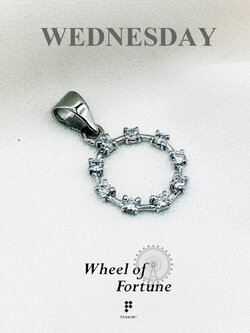 จี้พลอยแท้ Wheel of Fortune เพชรสวิส CZ เสริมดวงการเงินสำหรับคนวันพุธ เงินแท้ ชุบทองคำขาว