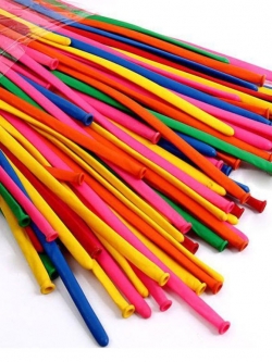 ลูกโป่งยางหลอดยาว คละสี / 80 ใบ