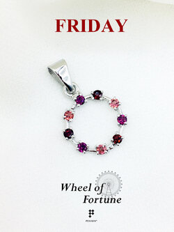 จี้พลอยแท้ Wheel of Fortune พลอยโกเมน เสริมดวงการเงินสำหรับคนวันศุกร์ เงินแท้ ชุบทองคำขาว