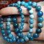 สร้อยข้อมือบลูอพาไทต์ (Blue Apatite) หินแท้ 8 มม. YTG-11212 YTGEMS