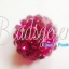 ลูกปัดฝังเพชร 12มม. สีชมพูเข้ม (1 ชิ้น) SKU-01568