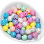 ลูกปัดพลาสติก เคลือบรุ้งพาสเทล02 12มม. ทรงกลม คละสี (80 กรัม) SKU-17356